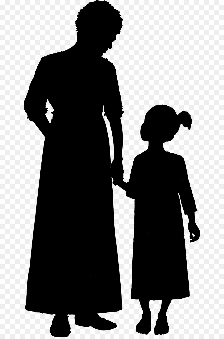 Old Woman PNG Black And White - Silhouette Woman Child