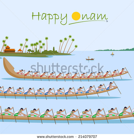 Boat Race Of Kerala For Onam Celebration In Vector - Onam Festival Boat Race, Transparent background PNG HD thumbnail