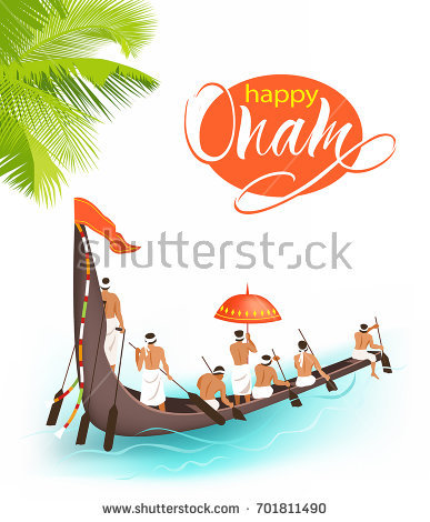 Greeting Background With Boat Race (Vallamkali) For South India Harvest Festival Onam. Vector - Onam Festival Boat Race, Transparent background PNG HD thumbnail