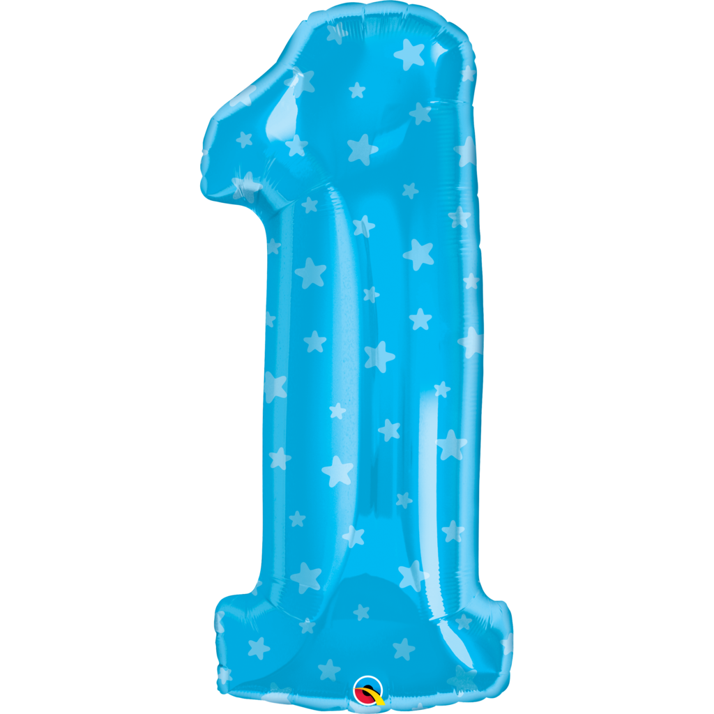 Blue Stars Number One Balloon - One Balloon, Transparent background PNG HD thumbnail