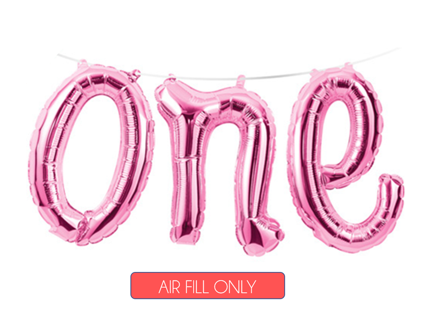 Pink One Script Foil Balloon - One Balloon, Transparent background PNG HD thumbnail