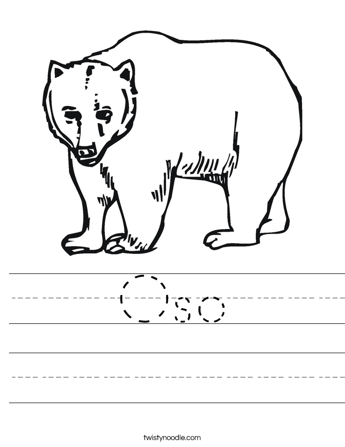 Oso Worksheet. - Oso Black And White, Transparent background PNG HD thumbnail