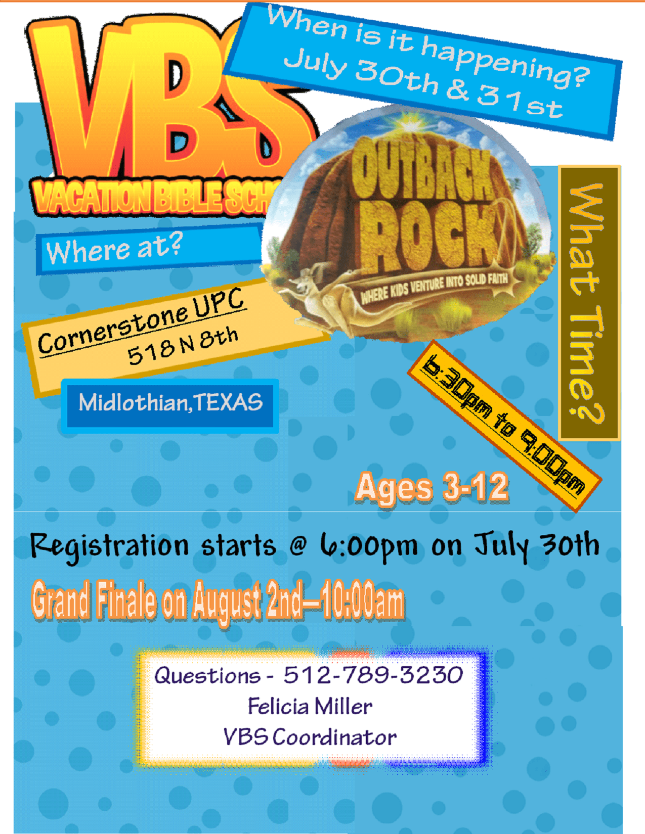 Outback Rock Weekend Vbs 2015