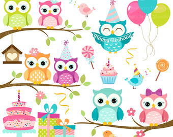 Owls Clipart U0027Birthday Owlsu0027 Clip Art. Digital Owls Clipart. Owl Png Images. Owl Clipart. Owl Birthday Invitation. Birthday Clipart - Owls In A Tree, Transparent background PNG HD thumbnail