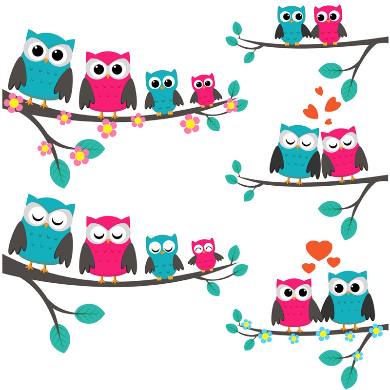 Owls Family | By Yulia_M Owls Family | By Yulia_M - Owls In A Tree, Transparent background PNG HD thumbnail
