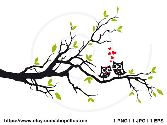Wedding Tree With Cute Owls, Wedding Invitation, Guest Book, Wedding Gift, Art Print, Printable Wall Art, Gift For Couples, Instant Download - Owls In A Tree, Transparent background PNG HD thumbnail