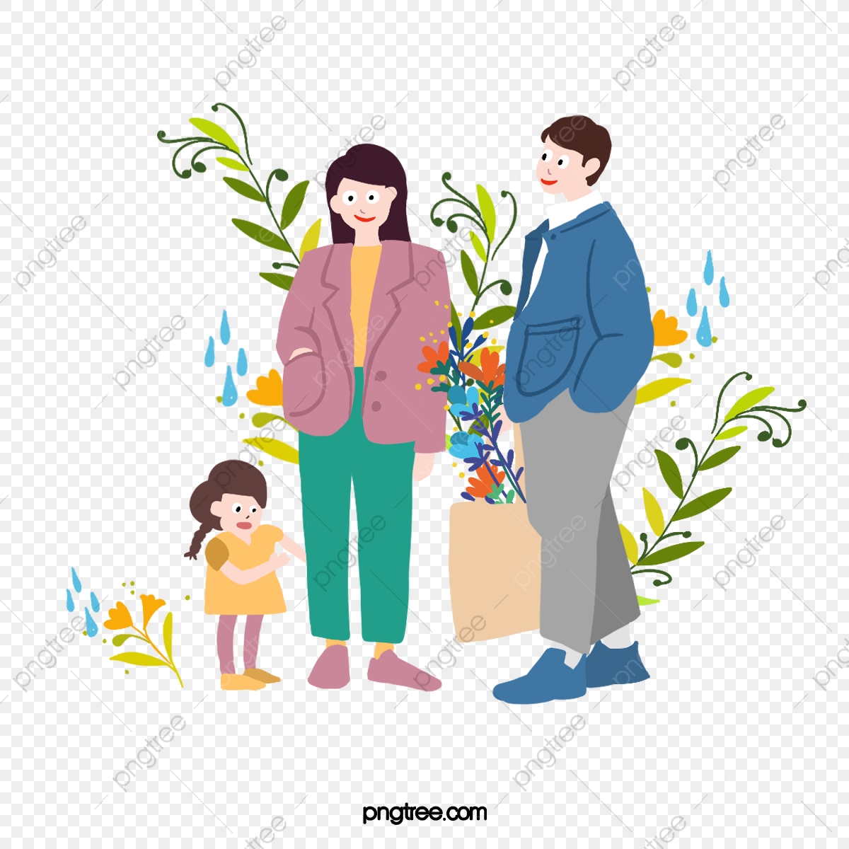 Hand Painted Elements Of Family Characters On Parentsday, Hand Pluspng.com  - Parents Day, Transparent background PNG HD thumbnail