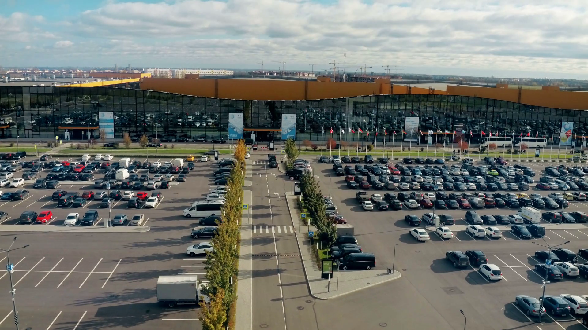 View of a huge parking lot in