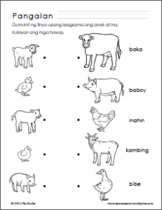 This 1 Page Worksheet Asks The Child To Match The Baby/young Animal To Its Mother. - Parts Of The Body For Kids Tagalog, Transparent background PNG HD thumbnail