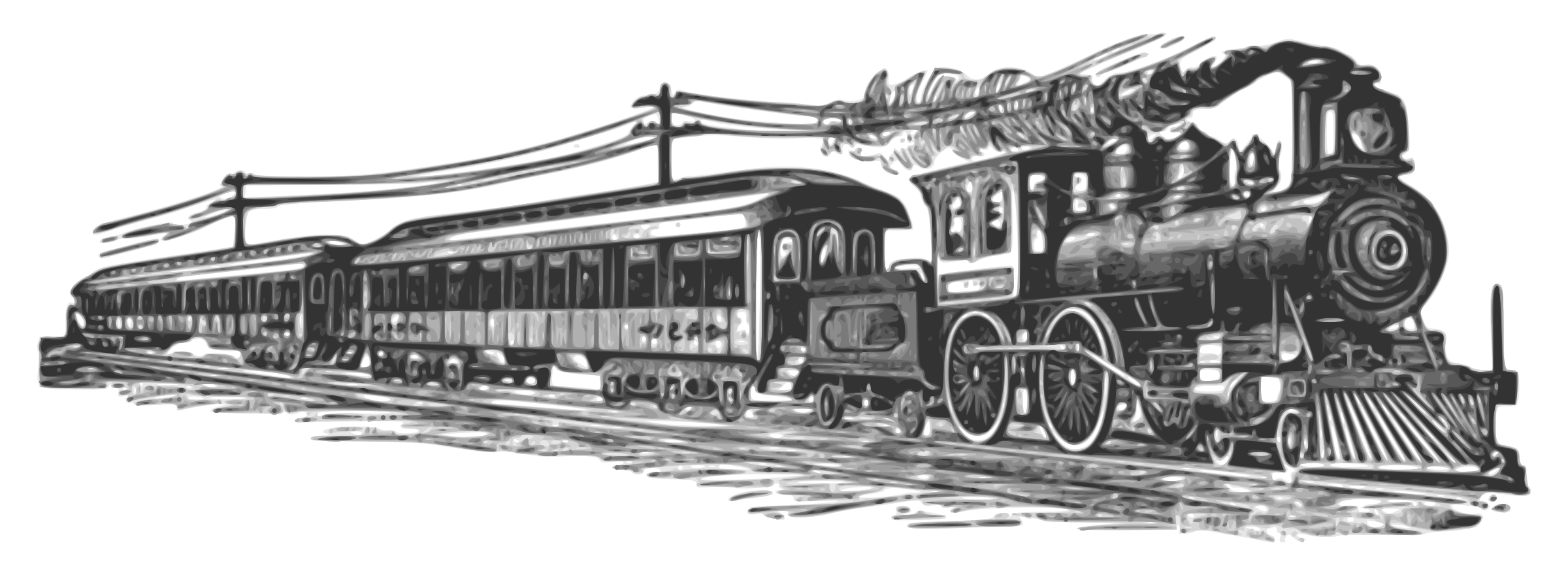 Passenger Train PNG Black And White - Far West Train Clipart