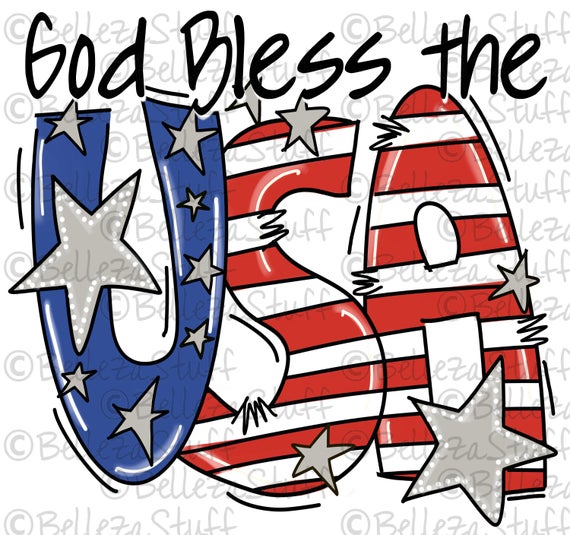 God Bless The Usa   Patriotic   Png File, Sublimation Design For Digital Download And Printable, Hand Sketched - Patriotic, Transparent background PNG HD thumbnail