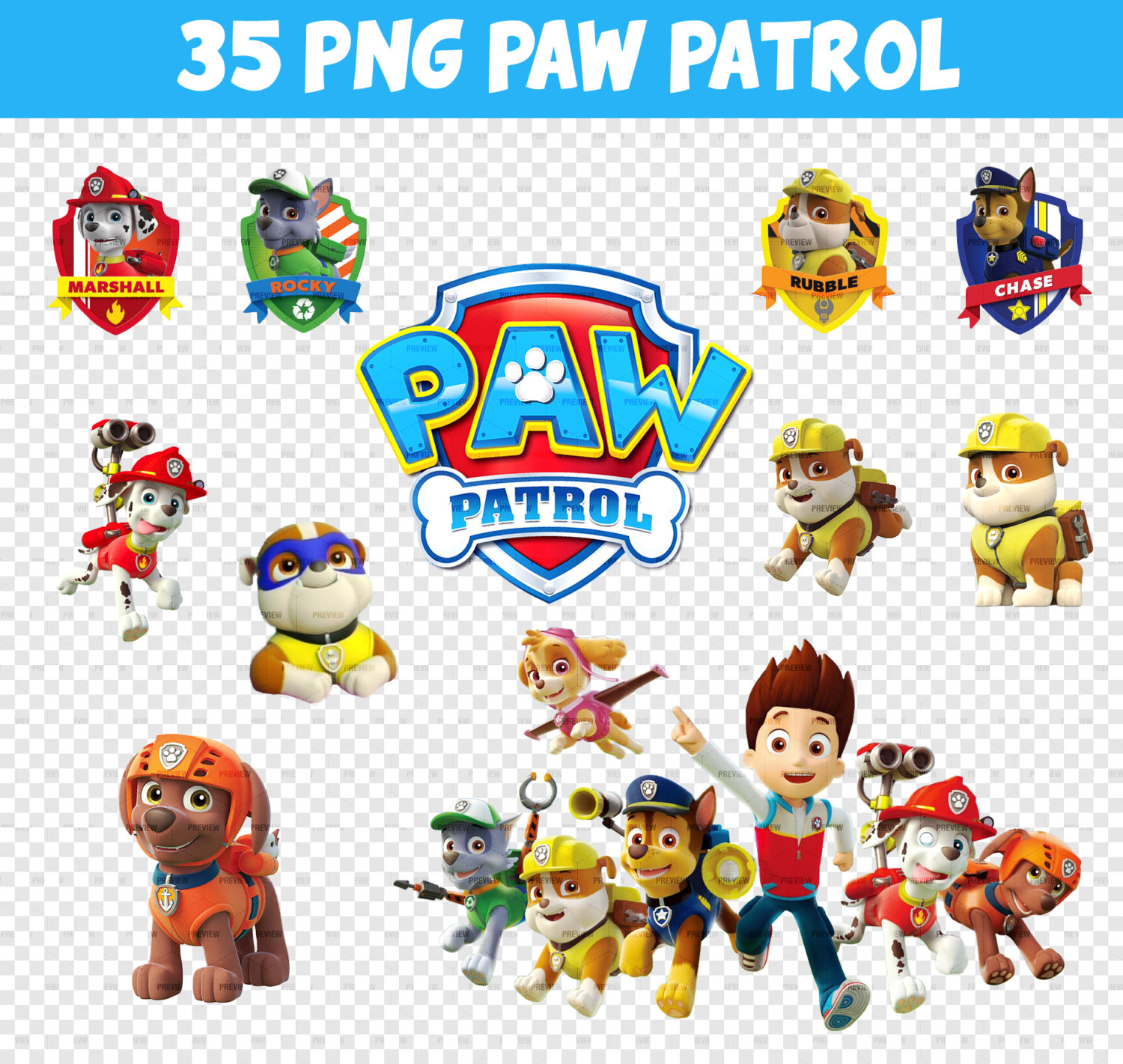 Paw Patrol - Paw Patrol Birthday, Transparent background PNG HD thumbnail
