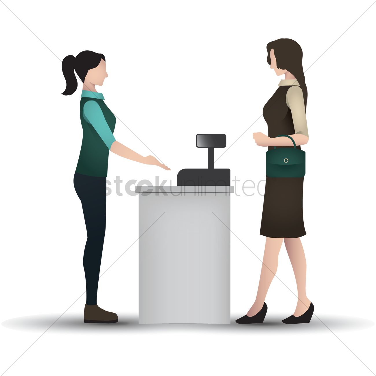 Woman At The Cashier Counter Vector Graphic - Pay Cashier, Transparent background PNG HD thumbnail