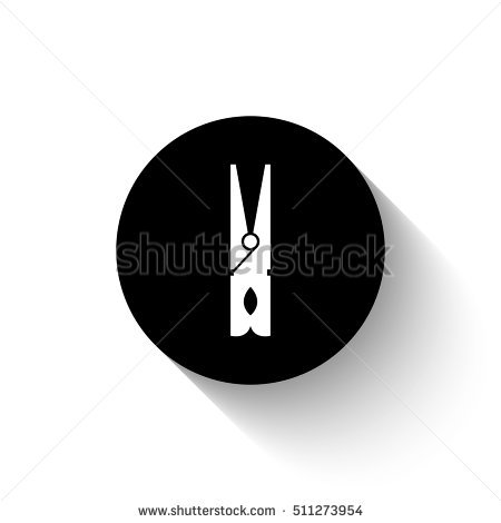 Black Clothes Peg   White Vector Icon With Shadow - Peg Black And White, Transparent background PNG HD thumbnail