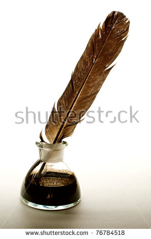 Feather And Ink Bottle Isolated On Paper Background - Pen And Ink Bottle, Transparent background PNG HD thumbnail