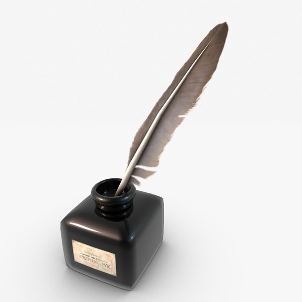 Feather Quill Pen With Ink Clipart - Pen And Ink Bottle, Transparent background PNG HD thumbnail