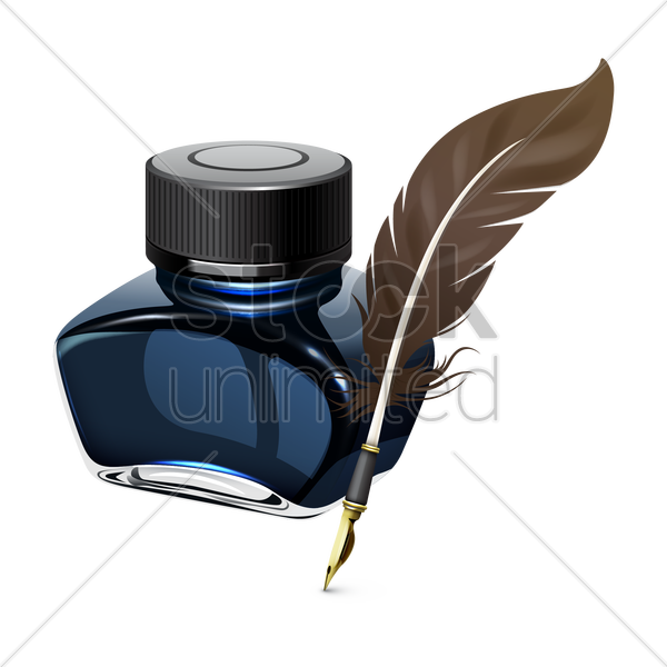 Pen And Ink Bottle Png - Ink Bottle And Quill Pen Vector Graphic, Transparent background PNG HD thumbnail