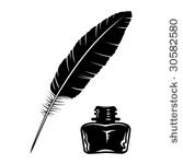 Vector Feather And Ink Bottle Icon - Pen And Ink Bottle, Transparent background PNG HD thumbnail