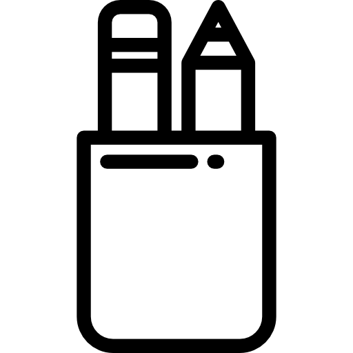 Education, Writing, Pencil Case, School Material, Office Material, Edit Tools Icon - Pencil Case Black And White, Transparent background PNG HD thumbnail