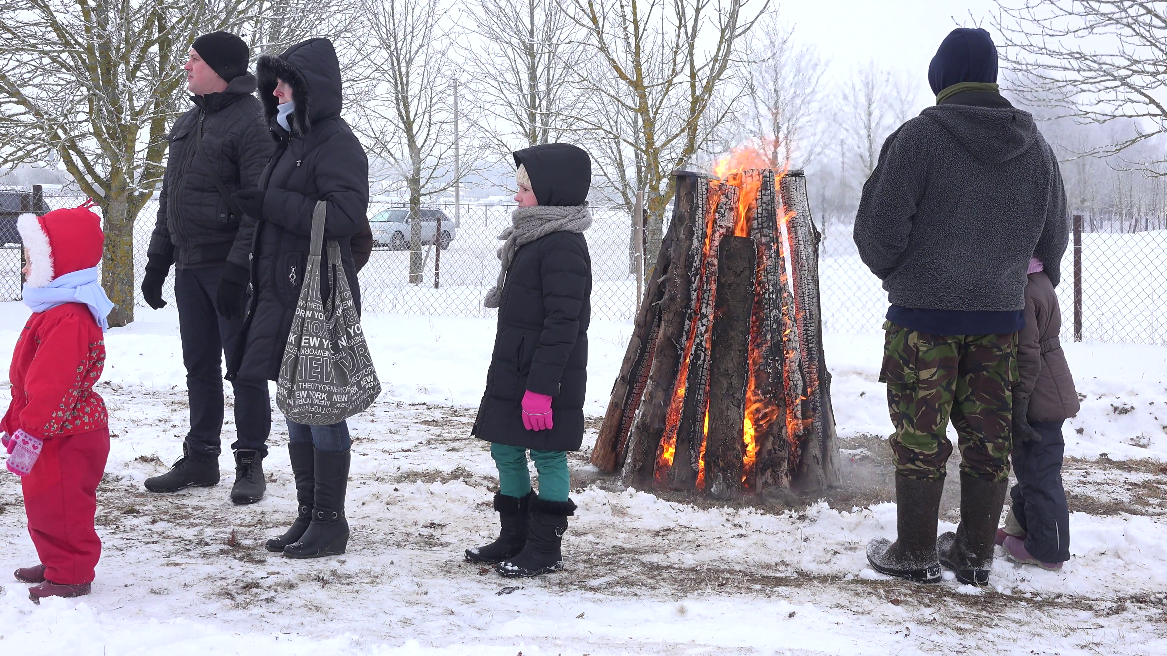 People In Cold Winter Png - People Warm Near Huge Fire Place In Cold Winter Day. 4K Stock Video Footage   Videoblocks, Transparent background PNG HD thumbnail