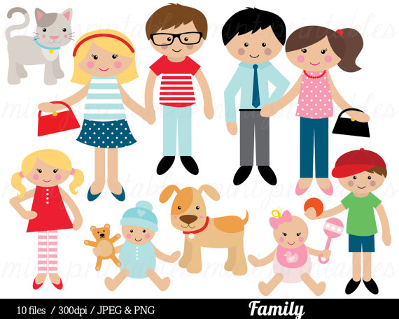 Family Clipart, Family Clip Art, Mom Mum Dad Cat Dog Baby Boy Girl Sister Brother   Commercial U0026 Personal   Buy 2 Get 1 Free! - People Mom And Dad, Transparent background PNG HD thumbnail