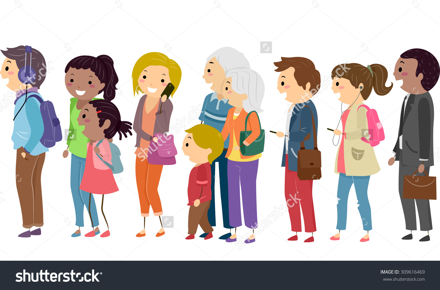 People PNG Waiting In A Line Kids - Queue Clipart Png