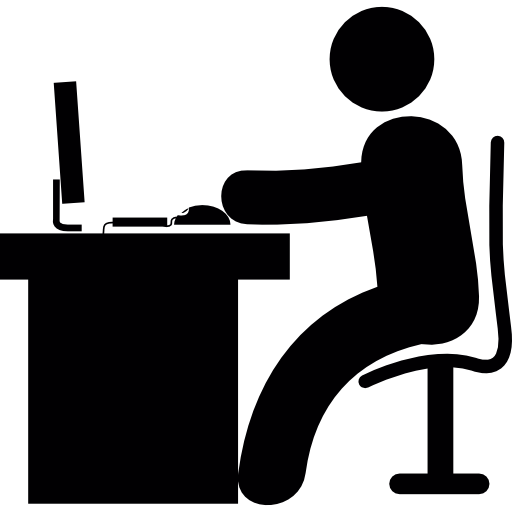 Man In Office Desk With Computer Free Icon - People Using Computer, Transparent background PNG HD thumbnail