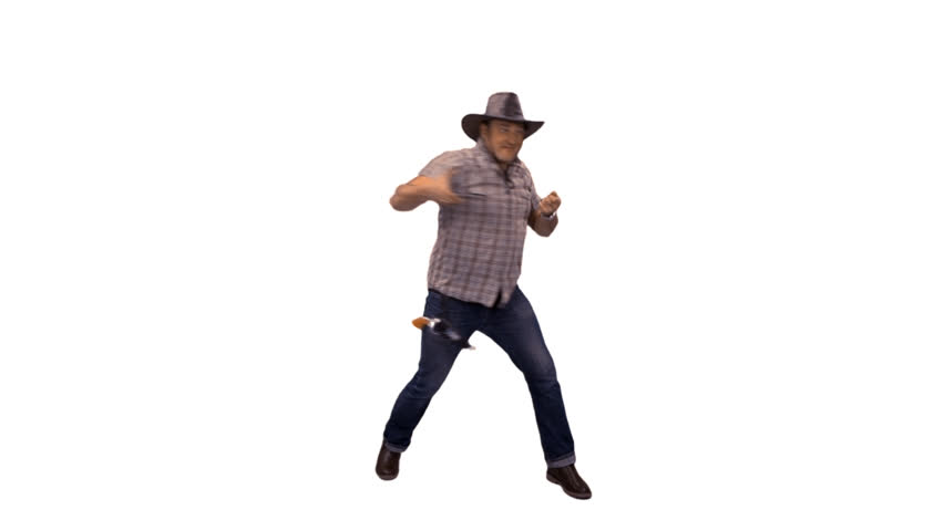 Country Western Cowboy Dancing, Singing And Shooting. Full Hd Footage (On Alpha Matte) Stock Footage Video 10508690 | Shutterstock - Person Dancing, Transparent background PNG HD thumbnail