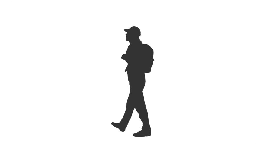 Silhouette Of A Young Man Walking With A Backpack. Side View. Full Hd Footage - Person Dancing, Transparent background PNG HD thumbnail