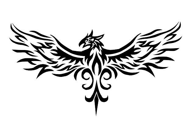 Standing Phoenix Bird Tribal Tattoo | Tattoo Ideas | Pinterest | Phoenix Design, Tribal Designs And Birds - Phoenix Tattoos, Transparent background PNG HD thumbnail