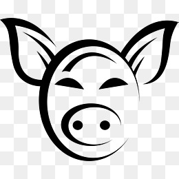 Hand Drawn Line Pig, Pig, Cartoon Pig Head, Pig Head Png And Vector - Pig Head Black And White, Transparent background PNG HD thumbnail