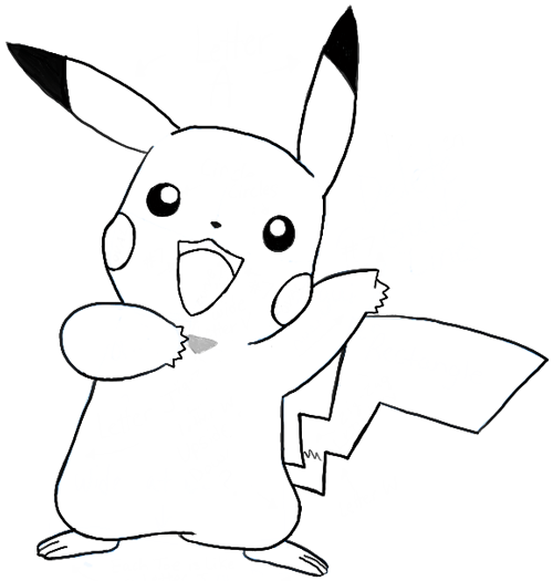Finished Drawing Of Pikachu Saying U201Cpikau201D - Pikachu Black And White, Transparent background PNG HD thumbnail