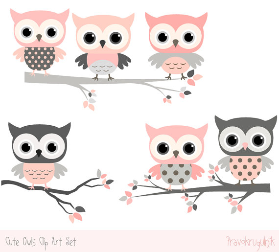 Baby Shower Owl Clipart Images, Cute Owl Kawaii Clip Art, Digital Grey And Pink Nursery Owl Decorations, Baby Girl Clipart Png, Tree Branch - Pink And Gray Owl, Transparent background PNG HD thumbnail