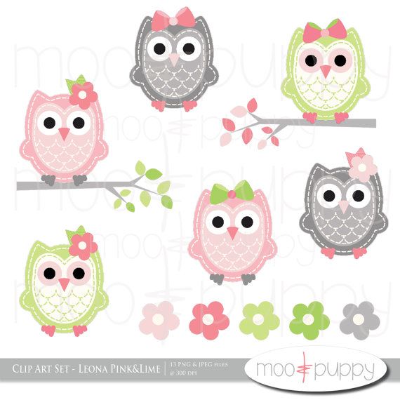Free Printable Owl Clip Art | . Hdpng.com    And $50 Moo U0026 Puppy - Pink And Gray Owl, Transparent background PNG HD thumbnail