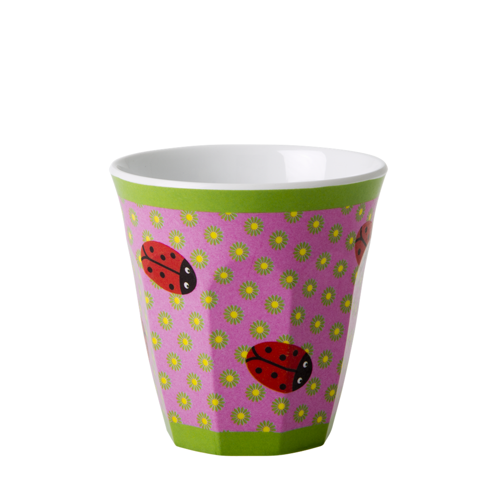 Kids Small Melamine Cup, Ladybugs, Green Flowers, Pink Background, Rice Dk - Pink And Green Ladybug, Transparent background PNG HD thumbnail