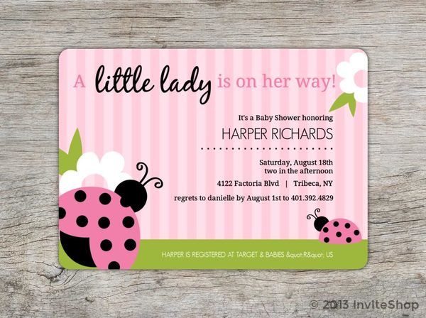 Pink And Green Lady Bug Girl Baby Shower Invitations - Pink And Green Ladybug, Transparent background PNG HD thumbnail