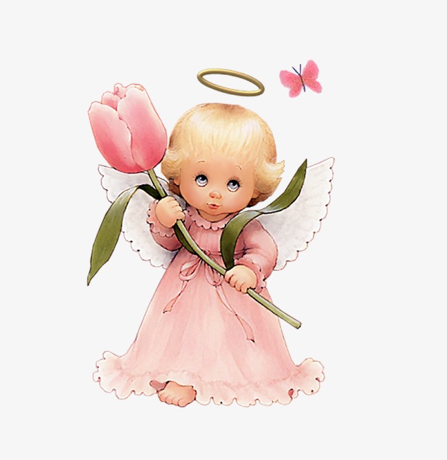 Angel, Hand Painted Cartoon, Mother, Little Angel Png Image And Clipart - Pink Angel, Transparent background PNG HD thumbnail