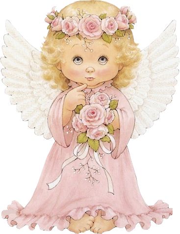 Cute Cherub With Roses Clipart - Pink Angel, Transparent background PNG HD thumbnail