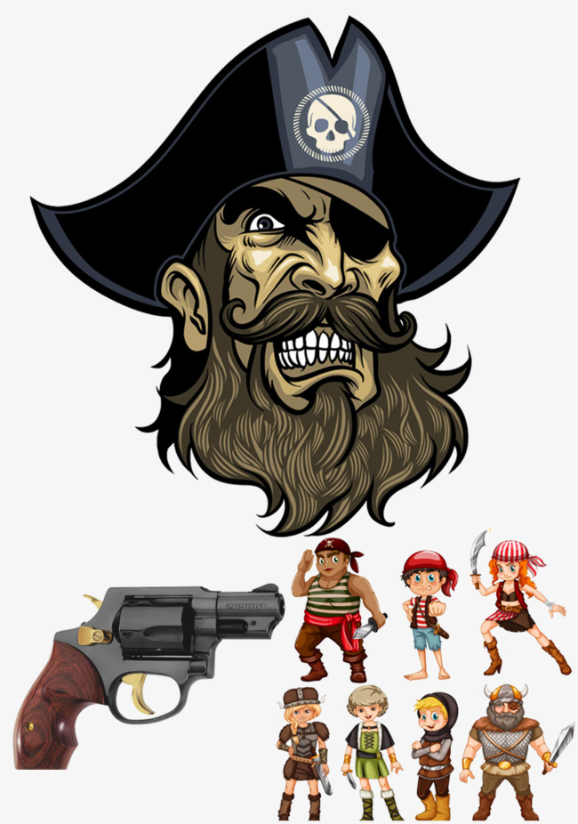 One Eye Pirate, Pistol, Skull, Pirate Grin Png And Psd - Pirate Beard, Transparent background PNG HD thumbnail