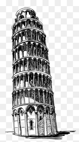 Hand Painted Lines Leaning Tower Of Pisa, Hand Painted, Line, Leaning Tower Of. Png - Pisa Tower, Transparent background PNG HD thumbnail