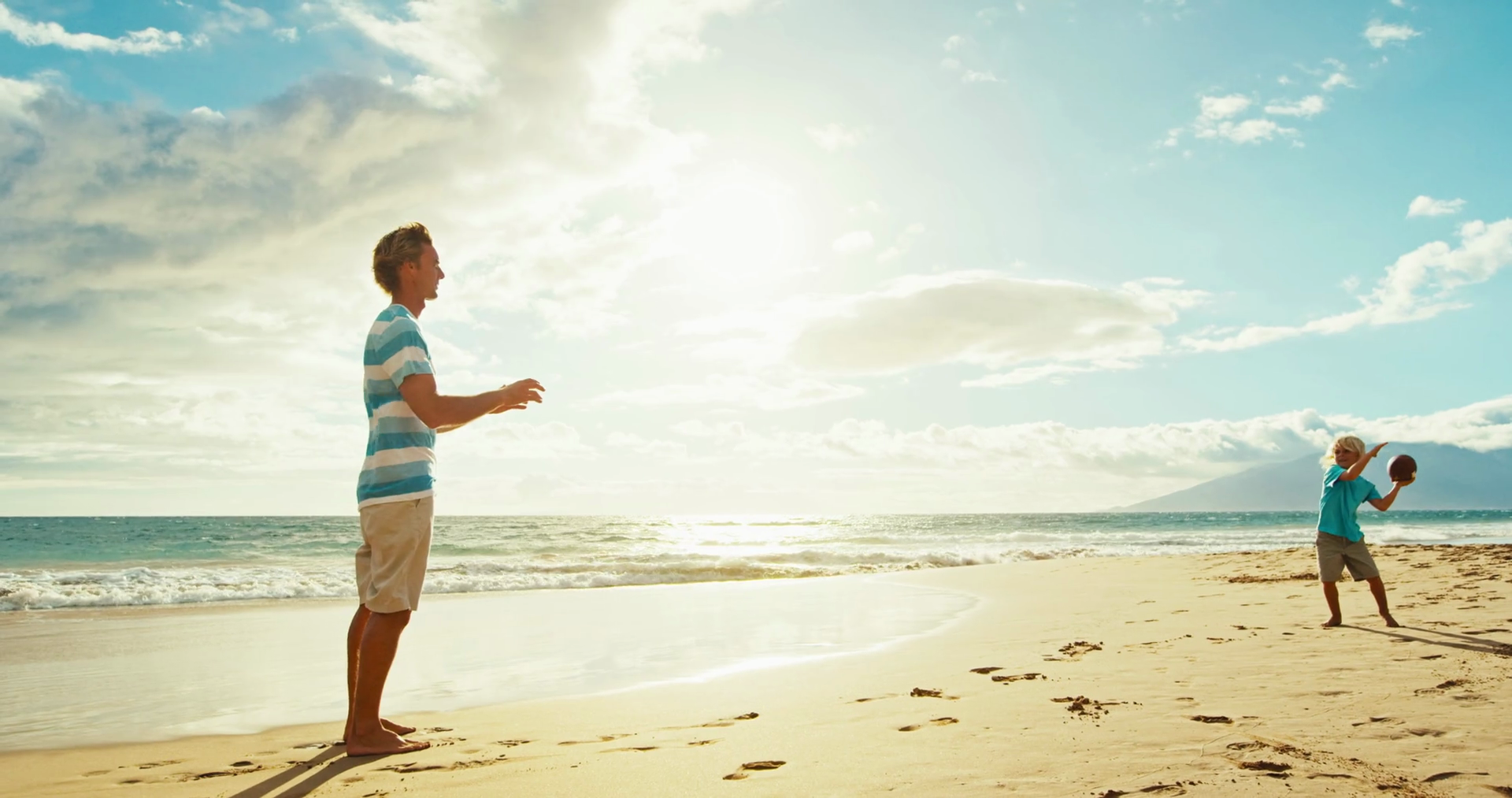 Father And Son Having Fun On The Beach At Sunset, Playing Catch With Football Stock Video Footage   Videoblocks - Playing Catch, Transparent background PNG HD thumbnail