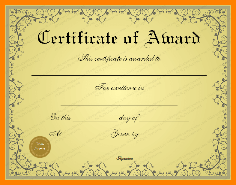 Award Certificates Templates Free.certificate Templates Pics Photos Gold  Award Certificate Template Certificates Achievement.png - Certificates Award, Transparent background PNG HD thumbnail