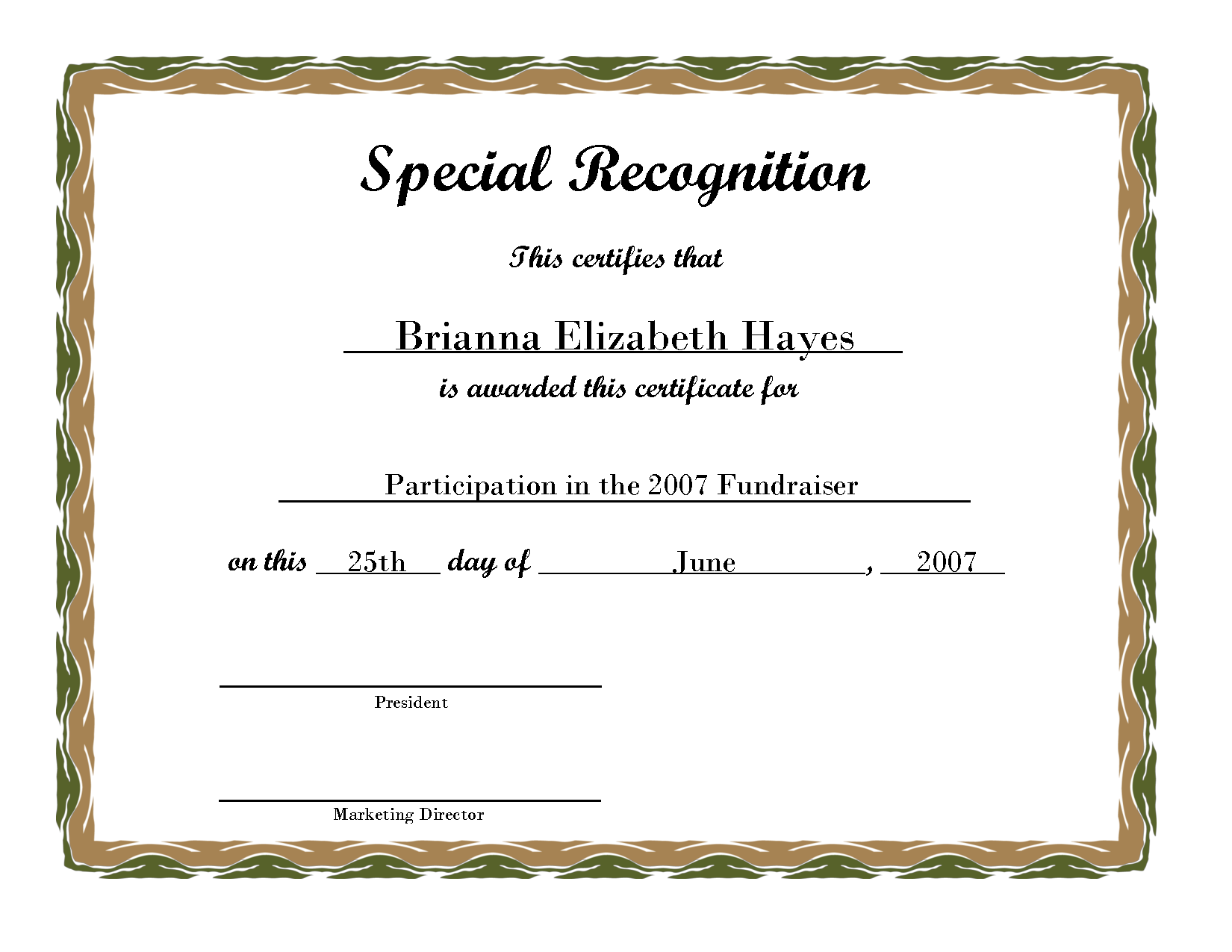 certificate award
