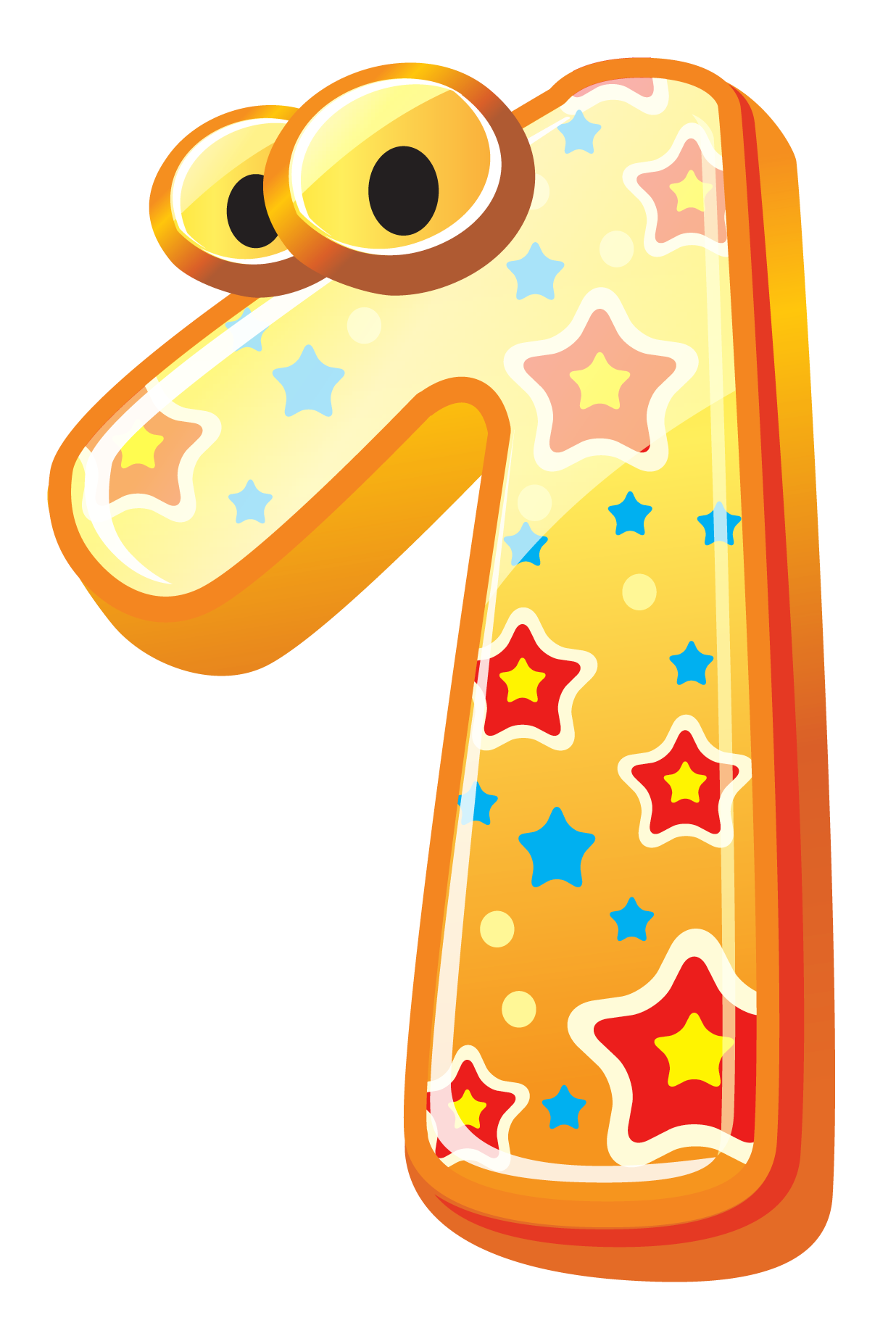 Number One With Eyes And Stars - Counting, Transparent background PNG HD thumbnail