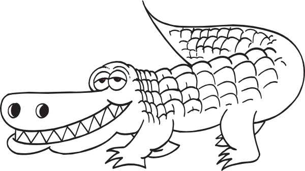 Alligator Black And White White Alligator Outline Clip Art At Vector Clip Art - Crocodile Black And White, Transparent background PNG HD thumbnail