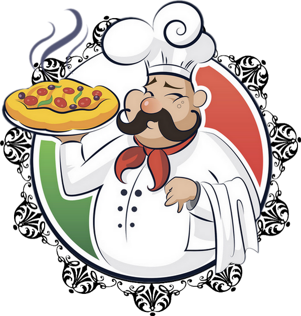 Pizzaïolo Italien : Dessin Couleur - Cuisinier Humour, Transparent background PNG HD thumbnail