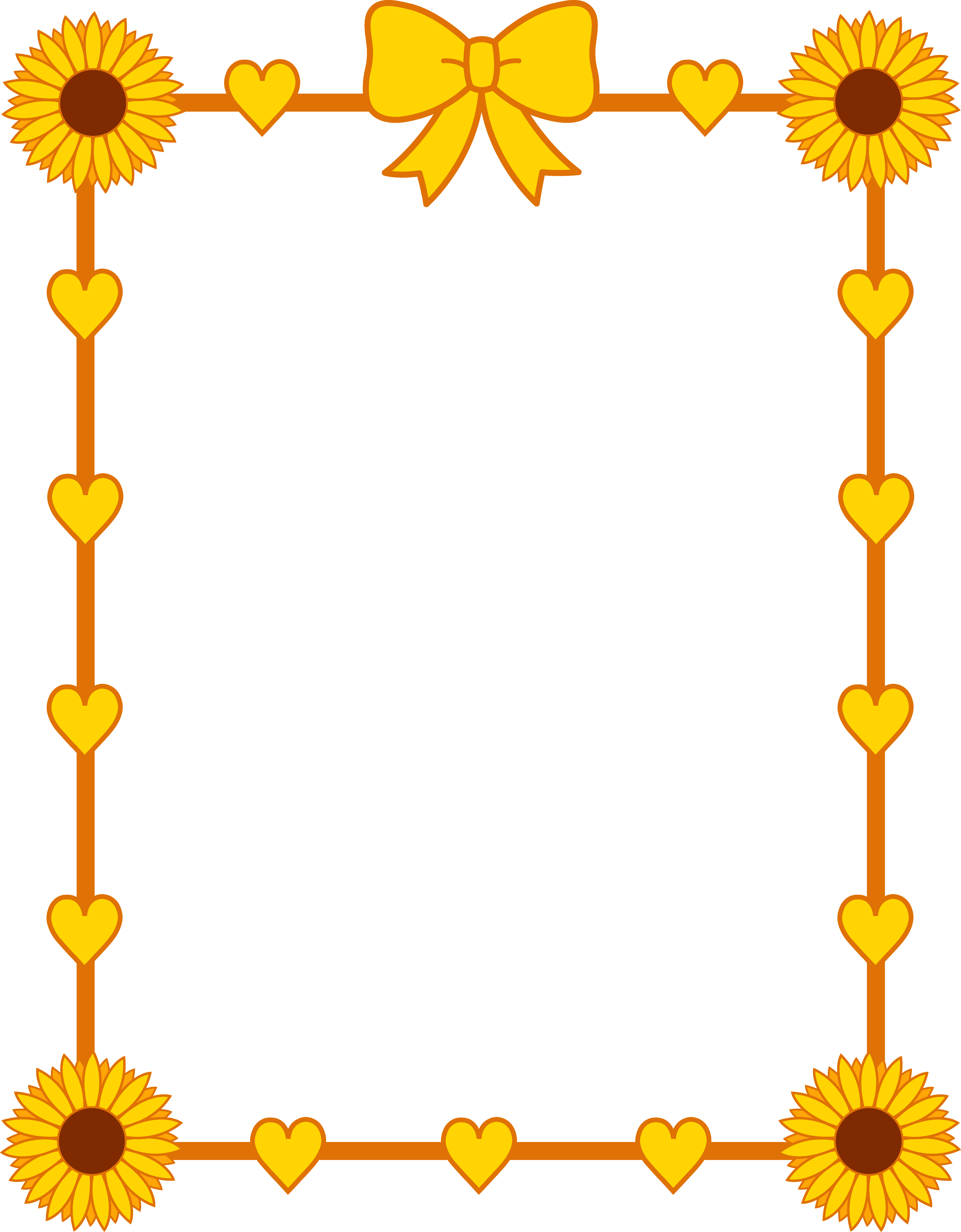 Sunflower_Yellow_Hearts_Frame_Border.png (6671×8554) - Cute Borders, Transparent background PNG HD thumbnail
