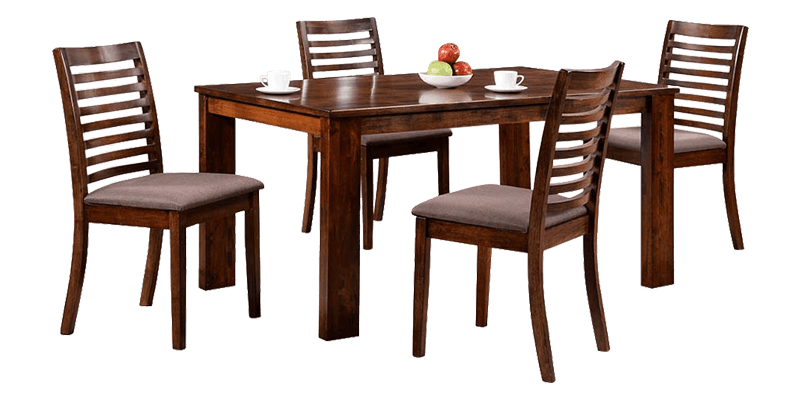 4 Seater Dining Set With Slatted Chair Back - Dinner Table, Transparent background PNG HD thumbnail