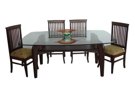 Square Dining Table Teak Wood Glass Top - Dinner Table, Transparent background PNG HD thumbnail