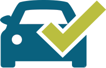 Front Of Blue Car Icon With A Green Check Mark On The Driver Side - Driving, Transparent background PNG HD thumbnail
